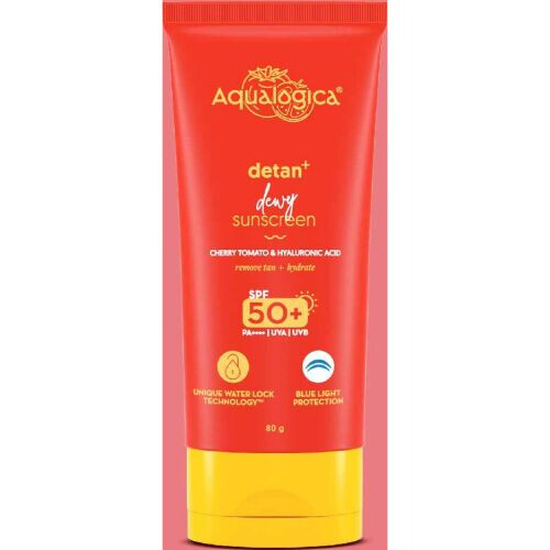 Detan+ Dewy Sunscreen With SPF 50+ & PA++++ For UVA/B & Blue Light Protection